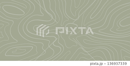 Abstract Green Topographic Map Line Art Drawing Background .Vector Illustration 136937339