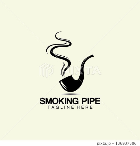 Pipe Smoking Logo icon vector illustration design.Tobacco, cigar, pipe icon vector image. Pipe Smoking Logo icon vector illustration design.Tobacco, cigar, pipe icon vector image. 136937386
