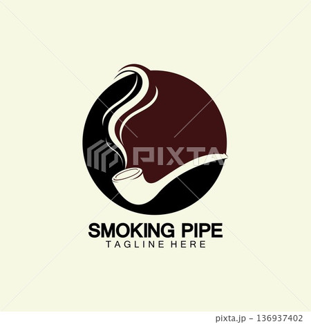 Pipe Smoking Logo icon vector illustration design.Tobacco, cigar, pipe icon vector image. Pipe Smoking Logo icon vector illustration design.Tobacco, cigar, pipe icon vector image. 136937402