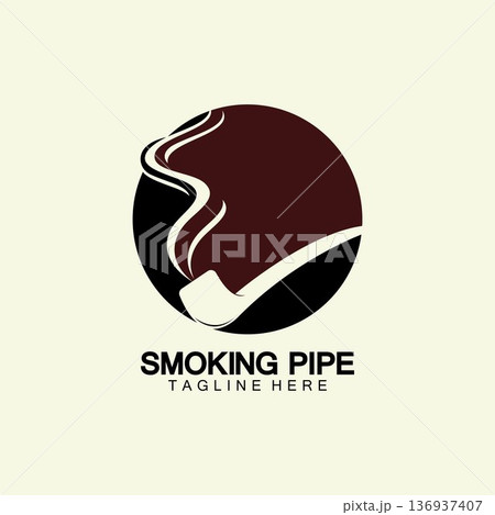 Pipe Smoking Logo icon vector illustration design.Tobacco, cigar, pipe icon vector image. Pipe Smoking Logo icon vector illustration design.Tobacco, cigar, pipe icon vector image. 136937407