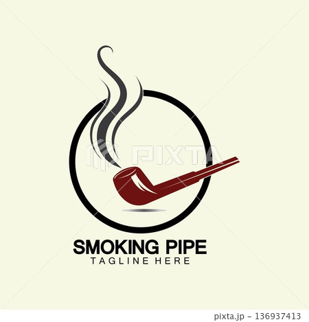 Pipe Smoking Logo icon vector illustration design.Tobacco, cigar, pipe icon vector image. Pipe Smoking Logo icon vector illustration design.Tobacco, cigar, pipe icon vector image. 136937413