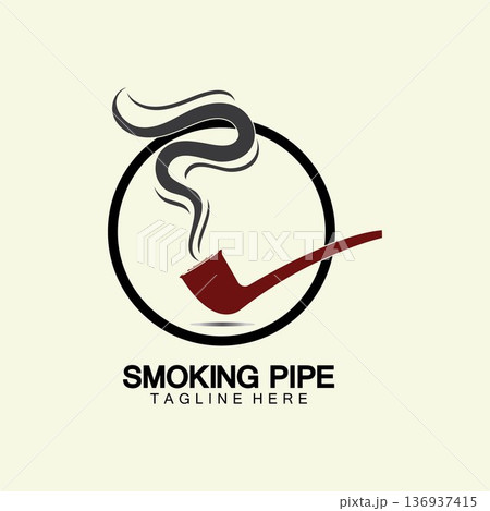 Pipe Smoking Logo icon vector illustration design.Tobacco, cigar, pipe icon vector image. Pipe Smoking Logo icon vector illustration design.Tobacco, cigar, pipe icon vector image. 136937415
