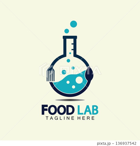 Food Lab logo vector icon illustration design template. lab logo.Lab test tube with spoon and fork. Food Lab logo vector icon illustration design template. lab logo.Lab test tube with spoon and fork. 136937542