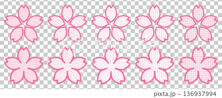 A set of various cherry blossom patterns 136937994