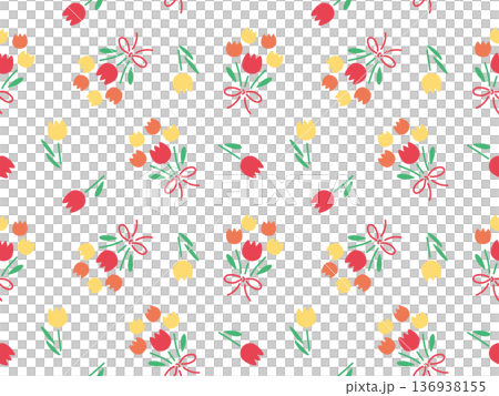 かわいいチューリップの花のイラストパターン かわいいチューリップの花のイラストパターン 136938155