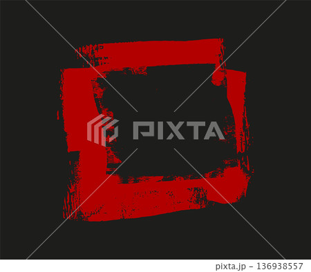 Red Grunge Square Frame Background 136938557