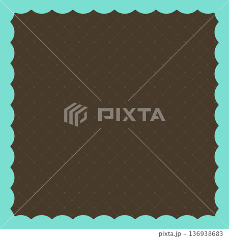 チョコミントカラーのかわいい格子柄とフレーム2_正方形 136938683