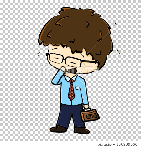 Tired office worker yawning isolated cartoon illustration Tired office worker yawning isolated cartoon illustration 136939360