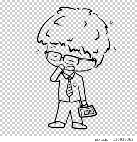 Tired office worker yawning isolated cartoon outline illustration Tired office worker yawning isolated cartoon outline illustration 136939362