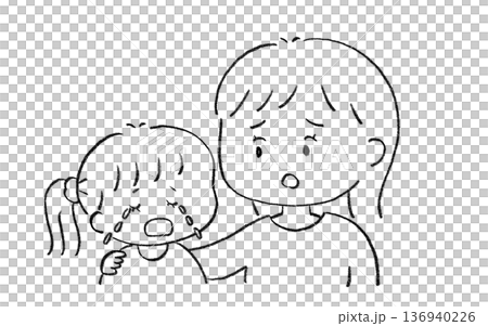 Mother comforting her crying child, girl Mother comforting her crying child, girl 136940226