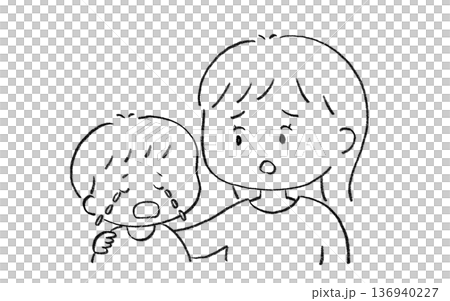 泣いている子供を慰める母親 男の子 泣いている子供を慰める母親 男の子 136940227