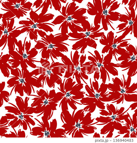 テキスタイに最適な抽象的で可愛い花柄, 136940483