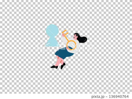 Business woman finding the key to the solution Business woman finding the key to the solution 136940764