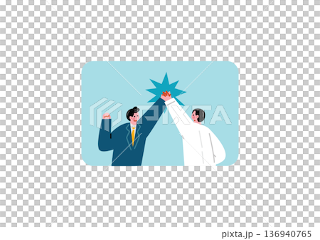 Businessmen high-fiving 136940765