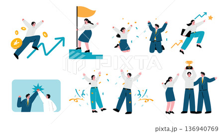 成功するビジネスマンのイラストセット 136940769