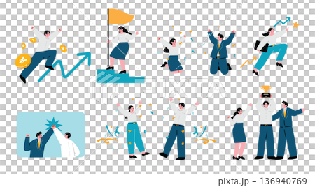 成功するビジネスマンのイラストセット 136940769