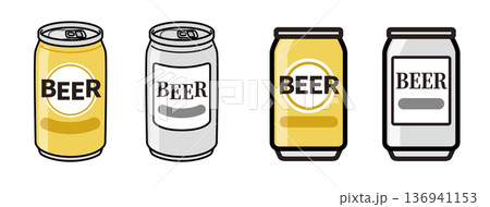 シンプルな缶ビールのイラストセット 136941153