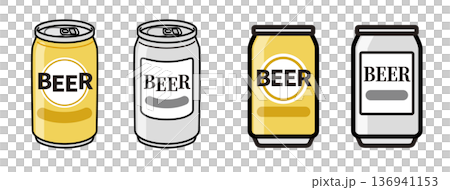 シンプルな缶ビールのイラストセット 136941153