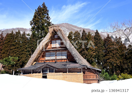 雪に覆われた菅沼合掌造り家屋 雪に覆われた菅沼合掌造り家屋 136941317