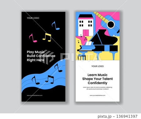 Vertical Banner Design World Penguin Day Flat Cartoon Hand Drawn Style 136941397