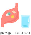 挿絵などに使える胃薬を飲むイメージのベクターイラスト素材 136941451