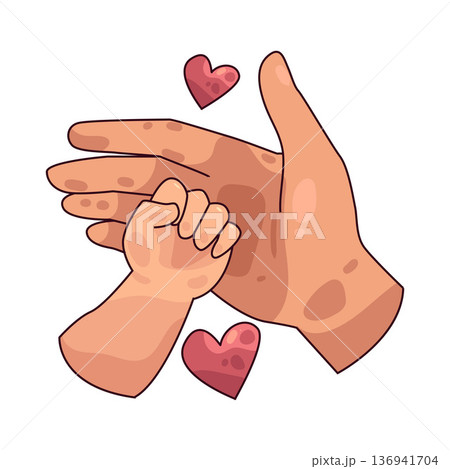 Illustration of Baby Hand Holding Mom Hand Illustration of Baby Hand Holding Mom Hand 136941704