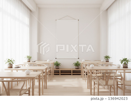ジャパンディスタイルの明るく清潔感のあるカフェ店内 136942023
