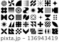 モダンな幾何学モチーフと抽象図形のベクターアイコンセット | モノクロ 136943419