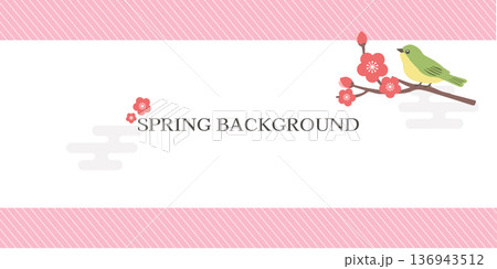 春の背景イラスト　バナー　春の花　フレーム　 136943512