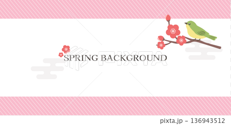 春の背景イラスト　バナー　春の花　フレーム　 136943512