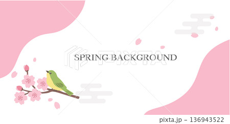 春の背景イラスト　バナー　春の花　フレーム　 136943522