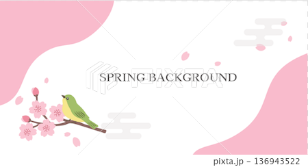 春の背景イラスト　バナー　春の花　フレーム　 136943522