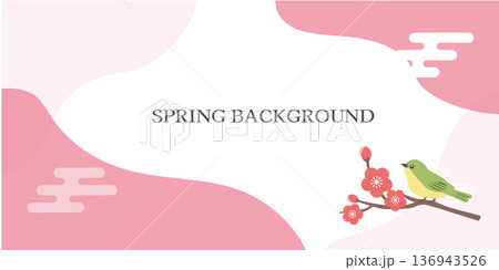 春の背景イラスト　バナー　春の花　フレーム　 136943526