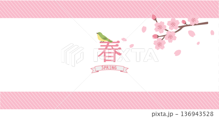 春の背景イラスト　バナー　春の花　フレーム　 136943528