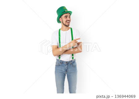 St Patricks Day celebration features a man in green hat, isolated, PNG 136944069