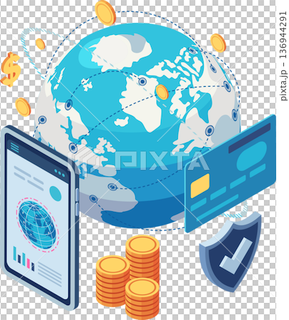 Isometric Global Money Transfer and Online Banking 136944291