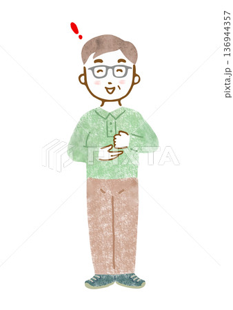 わかった！という表情とポーズのシニア男性のイラスト 136944357