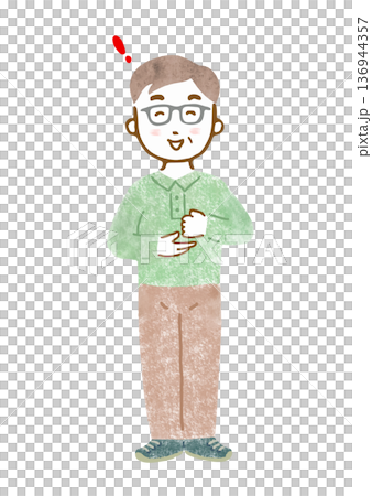 わかった！という表情とポーズのシニア男性のイラスト 136944357