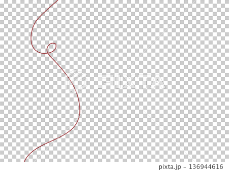 手書き風の赤い曲線ラインが描かれたモダンな装飾・繊細なラインアートの抽象的なサイドフレーム・デザイン 136944616