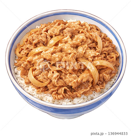 たっぷり牛肉の牛丼 水彩風 和食ご飯ものイラスト素材 たっぷり牛肉の牛丼 水彩風 和食ご飯ものイラスト素材 136944833