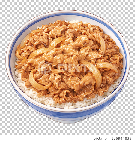 たっぷり牛肉の牛丼 水彩風 和食ご飯ものイラスト素材 たっぷり牛肉の牛丼 水彩風 和食ご飯ものイラスト素材 136944833