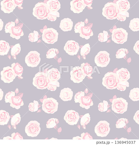 ピンクのバラのレトロなシームレスパターン 136945037