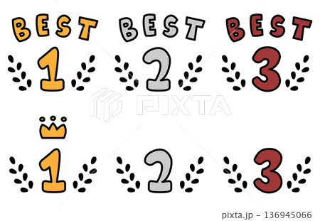 かわいい手描き風の1位と2位と3位のランキング素材 かわいい手描き風の1位と2位と3位のランキング素材 136945066