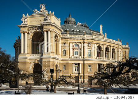 Snowy winter cityscape of UNESCO historic center of Odessa, Ukraine Snowy winter cityscape of UNESCO historic center of Odessa, Ukraine 136945087