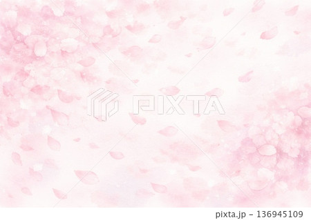 背景素材　桜　さくら　サクラ　花びら　水彩画 136945109
