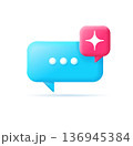 3d Blue Speech Bubble with Sparkle Sign Generate Concept Cartoon Design Style. Vector 136945384