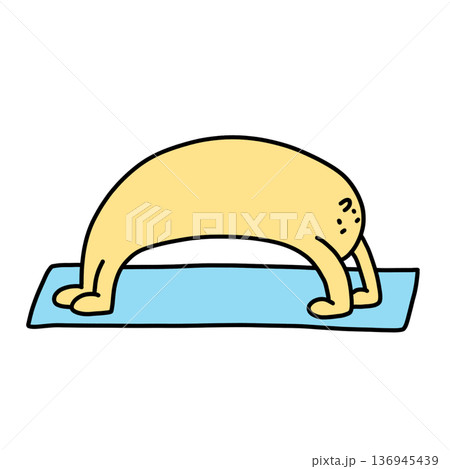illustration of a cute yellow man cartoon does yoga everyday illustration of a cute yellow man cartoon does yoga everyday 136945439