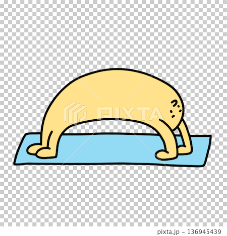 illustration of a cute yellow man cartoon does yoga everyday illustration of a cute yellow man cartoon does yoga everyday 136945439