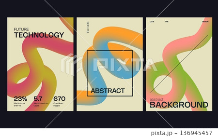 Abstract 3d line gradient background with motion and design fluid rainbow. Wavy ribbon shape with color curve dynamic modern spiral. Wave element backdrop with liquid swirl motion. Abstract 3d line gradient background with motion and design fluid rainbow. Wavy ribbon shape with color curve dynamic modern spiral. Wave element backdrop with liquid swirl motion. 136945457