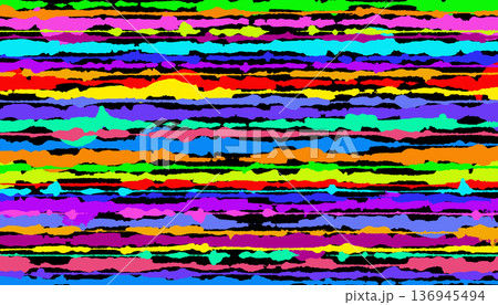 偶然から生まれた彩りアート、手書きのボーダーペイント 136945494